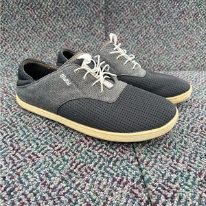 Olukai Nohea Moku Men's Casual Slip On Boat Shoes Size‎ 10 Gray Black